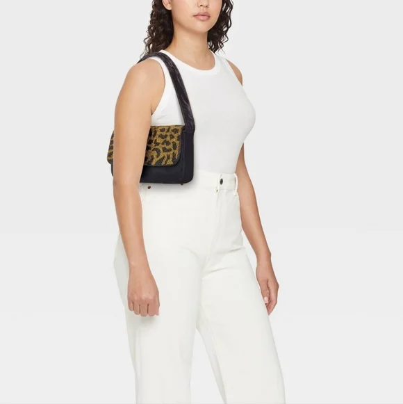 NWT Embellished Leopard Print Flap Shoulder Bag - Picture 5 of 5